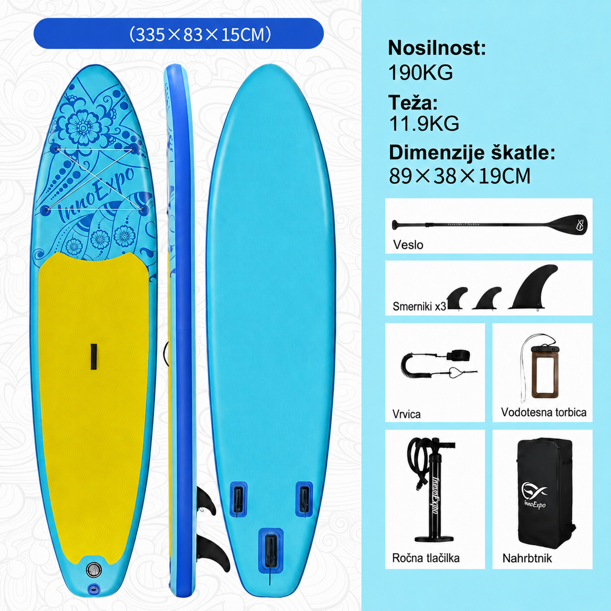 SUP deska v kompletu - Innovate Aloha - Blue