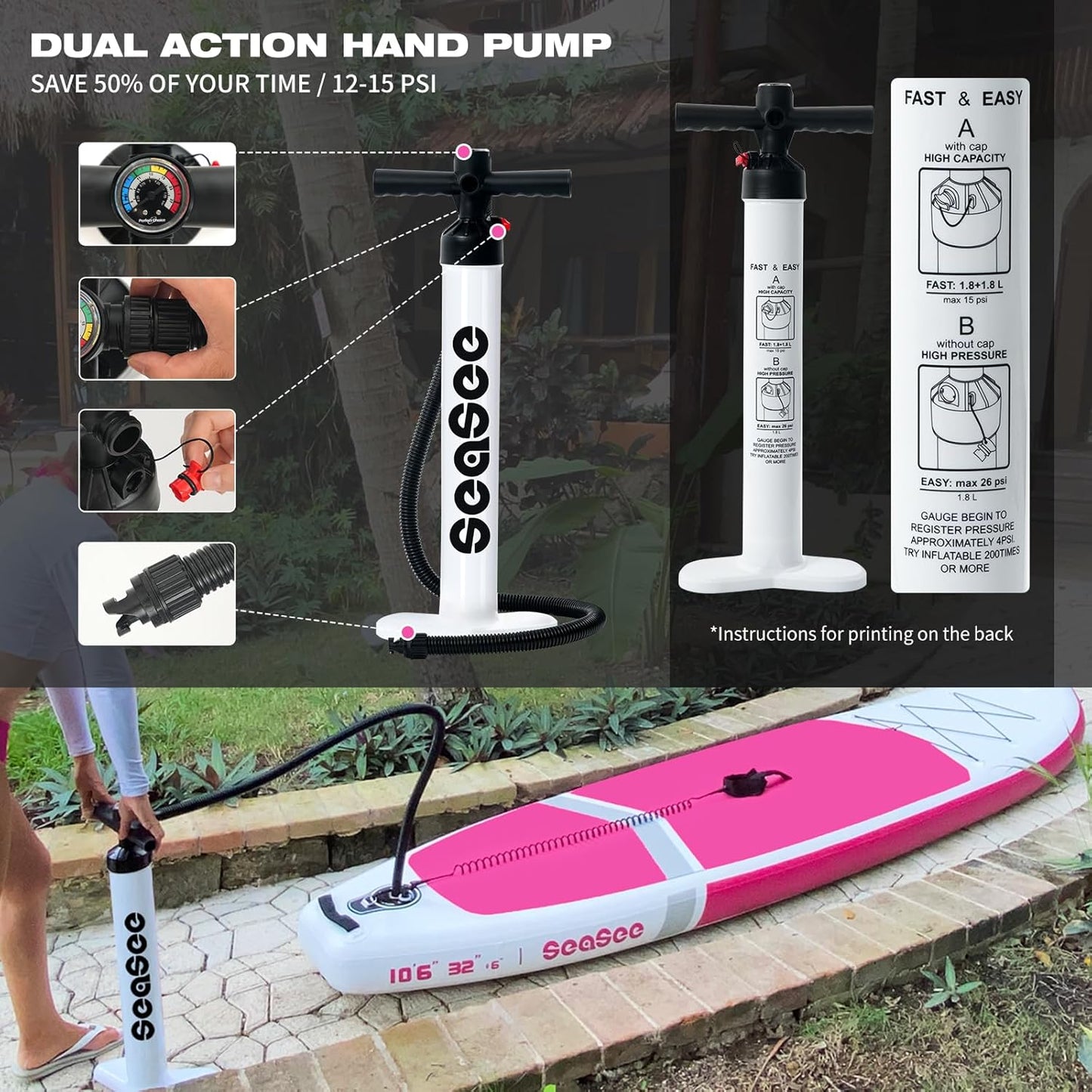 SUP deska v kompletu - Sea-See Pink